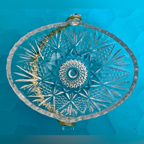 Crystal Candy Dish With Rope Gold Plated Handle - Picture 8 of 12